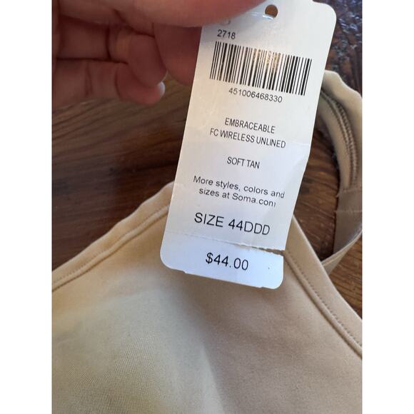 Soma EMBRACEABLE Wireless Unlined Full Coverage Bra 44DDD Soft Tan NWT - Picture 8 of 12
